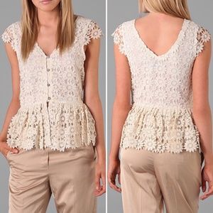 Alice + Olivia Wendy Lace Blouse in Cream